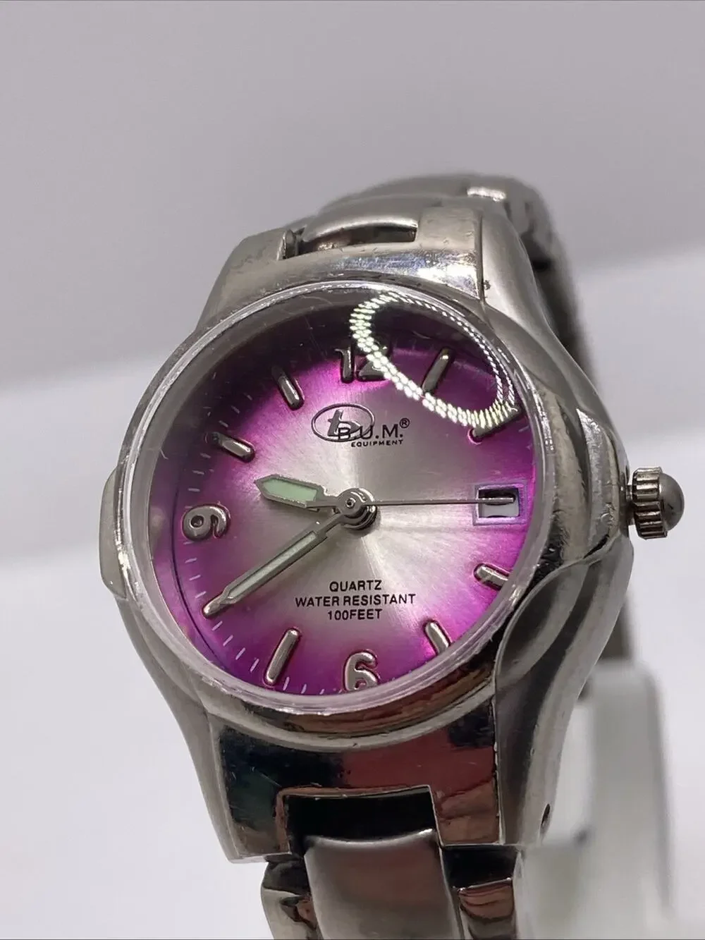 Vintage BUM Silver Tone Watch Works New Battery